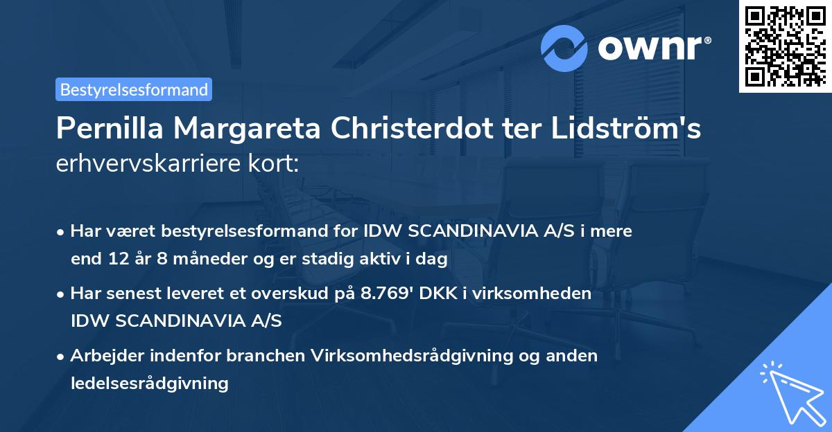 Pernilla Margareta Christerdot ter Lidström's erhvervskarriere kort
