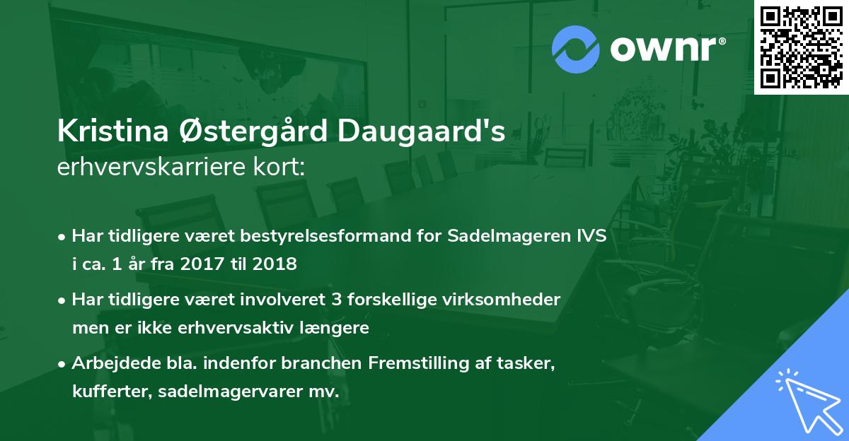 Kristina Østergård Daugaard's erhvervskarriere kort