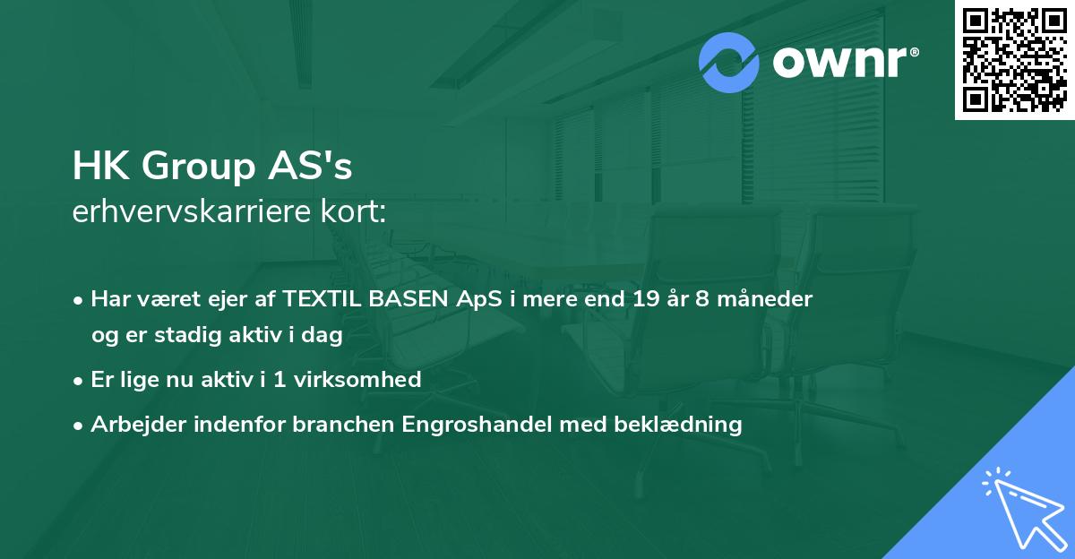 HK Group AS's erhvervskarriere kort