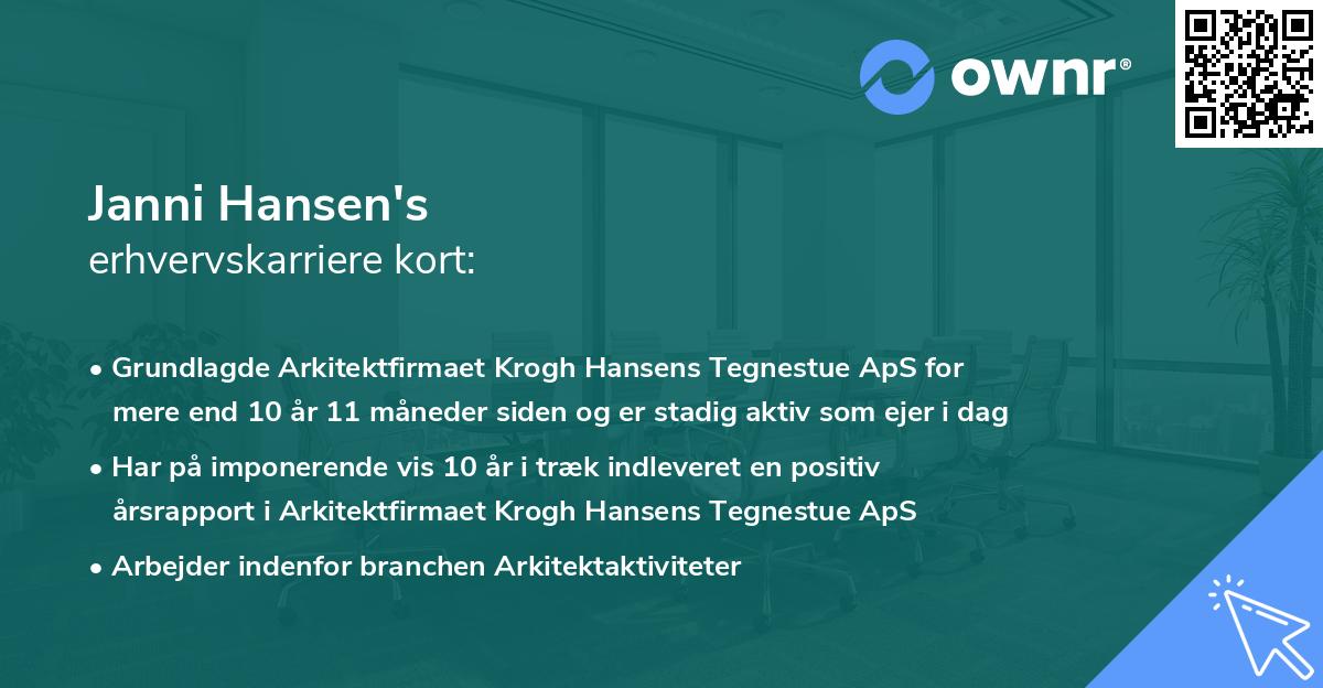 Janni Hansen's erhvervskarriere kort