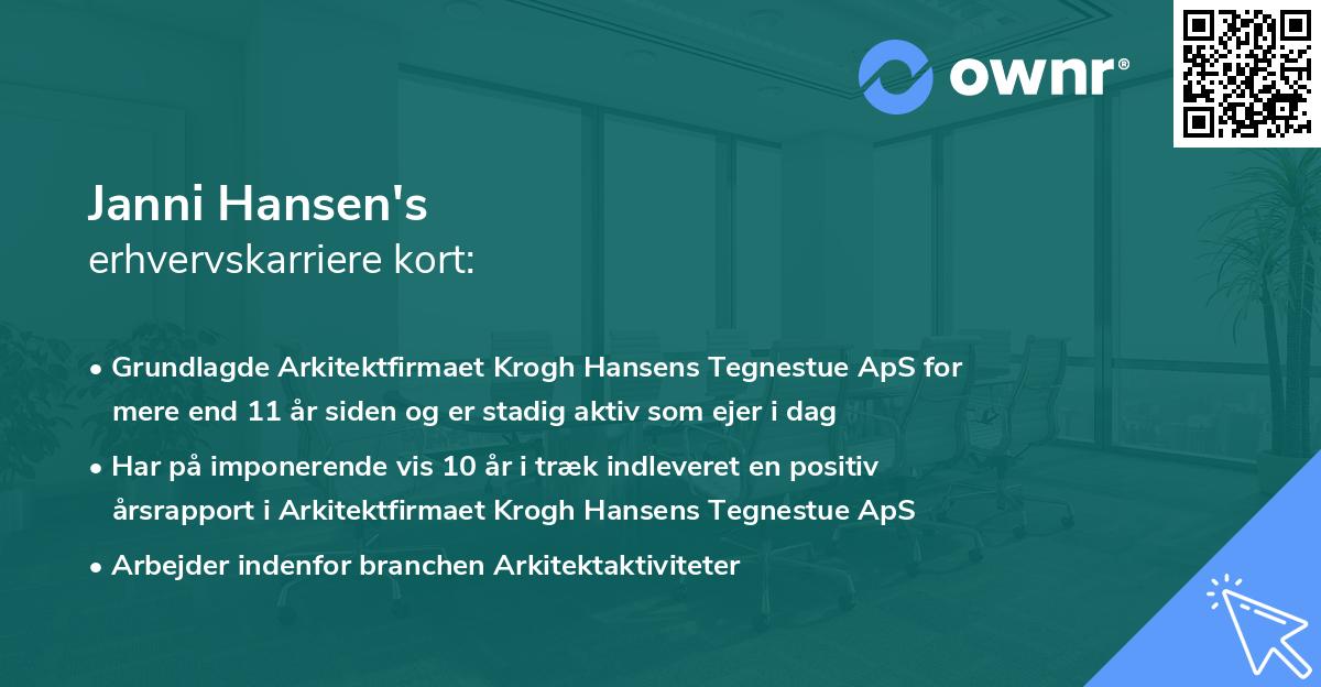 Janni Hansen's erhvervskarriere kort