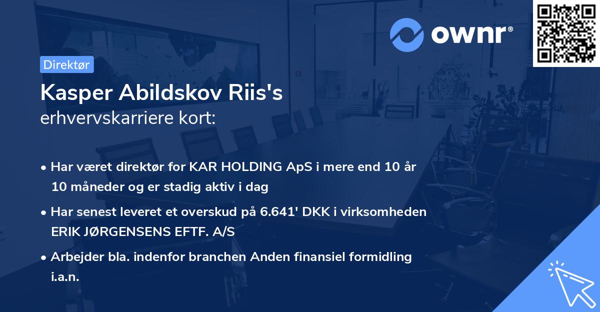 Kasper Abildskov Riis's erhvervskarriere kort
