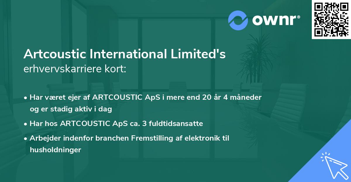 Artcoustic International Limited's erhvervskarriere kort