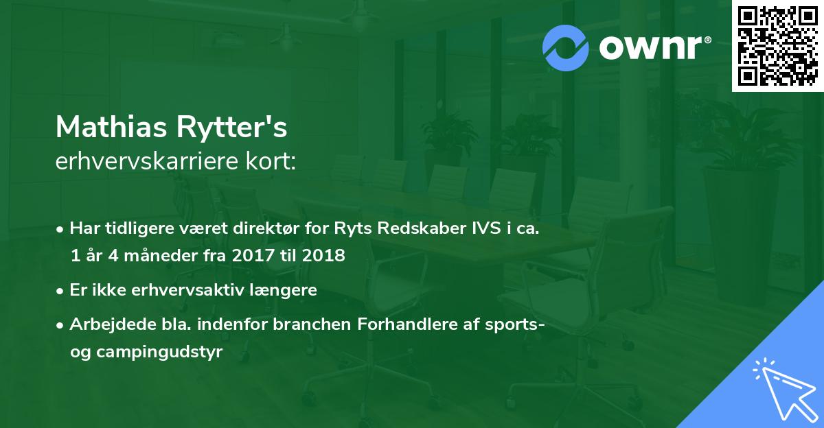 Mathias Rytter's erhvervskarriere kort