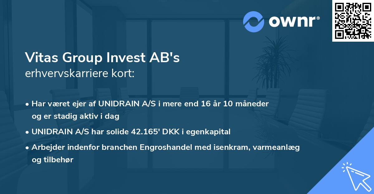 Vitas Group Invest AB's erhvervskarriere kort