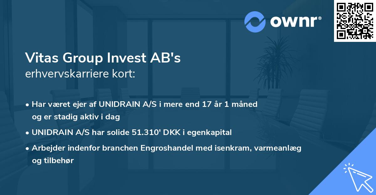 Vitas Group Invest AB's erhvervskarriere kort