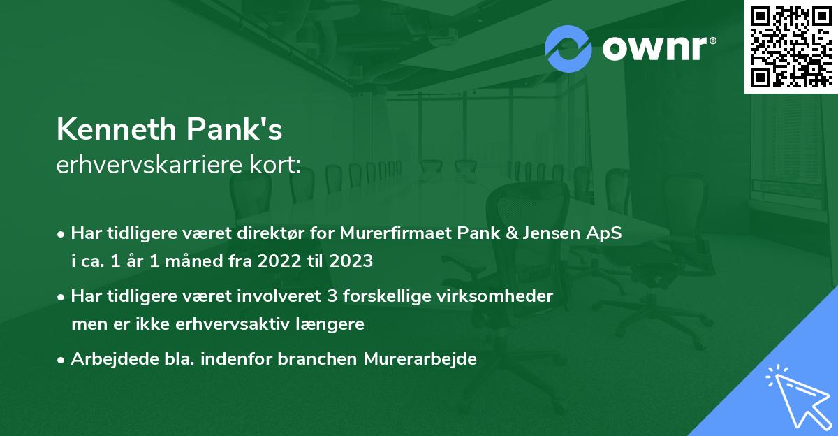 Kenneth Pank's erhvervskarriere kort