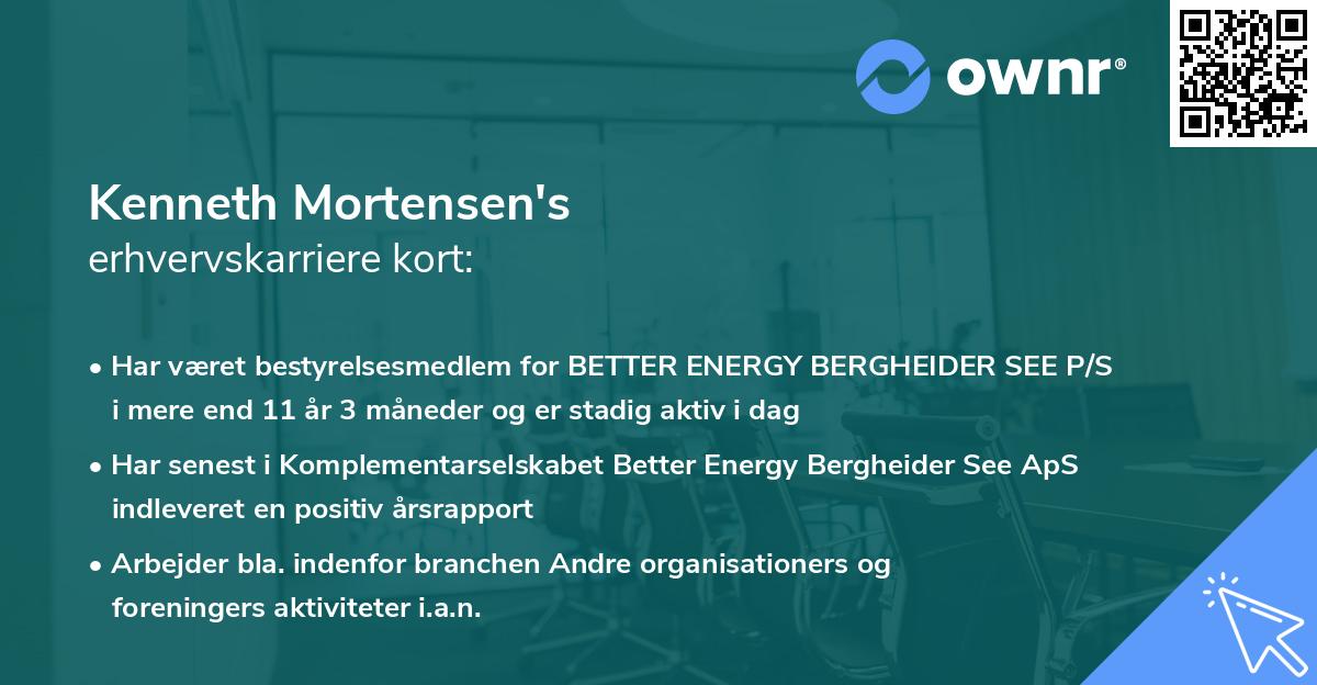Kenneth Mortensen's erhvervskarriere kort
