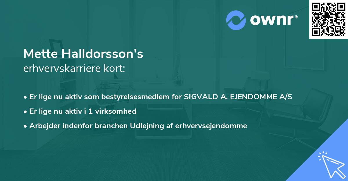 Mette Halldorsson's erhvervskarriere kort