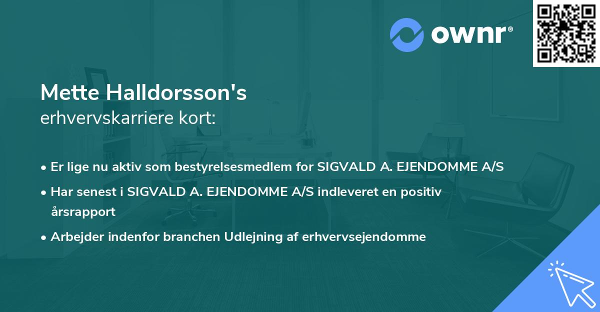 Mette Halldorsson's erhvervskarriere kort