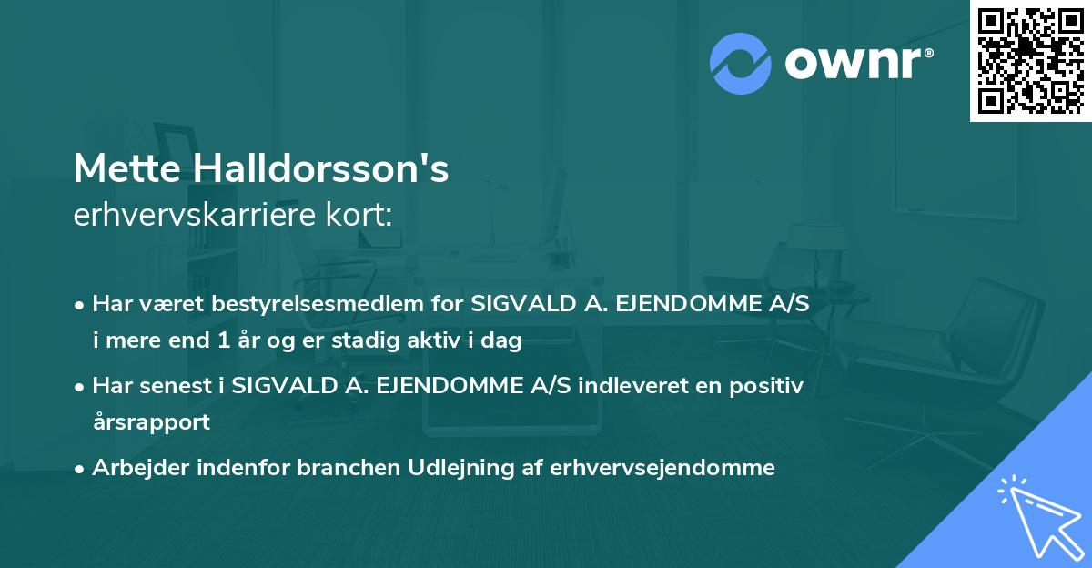 Mette Halldorsson's erhvervskarriere kort