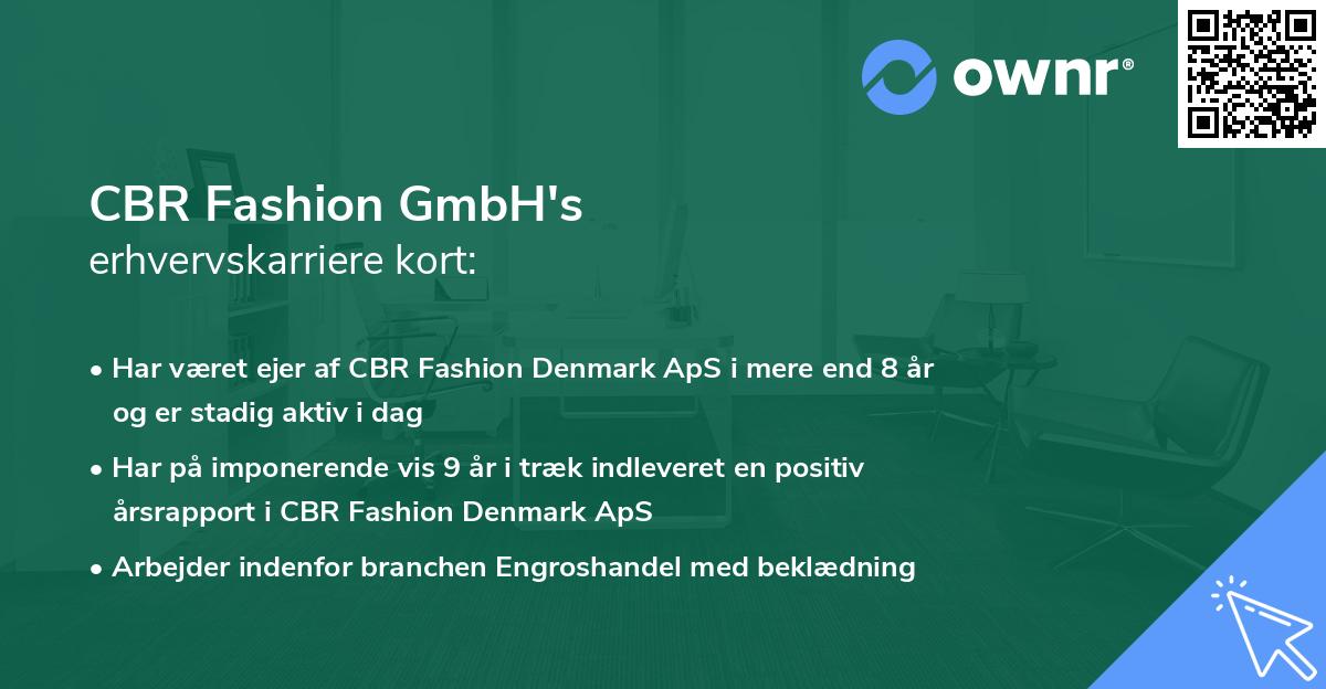 CBR Fashion GmbH's erhvervskarriere kort