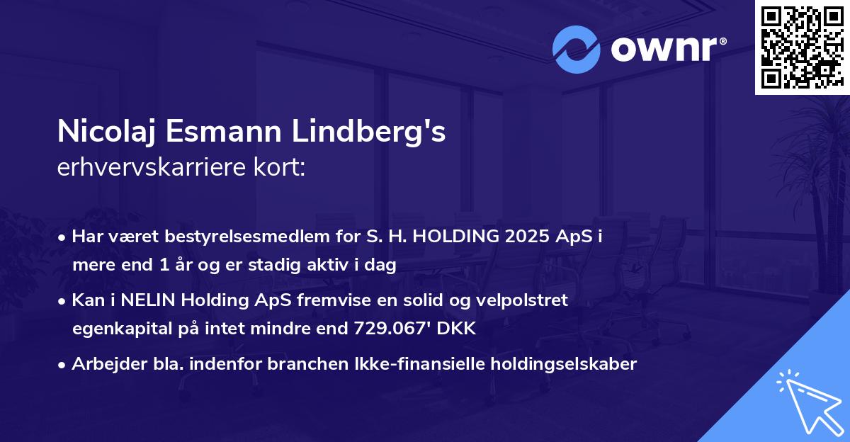 Nicolaj Esmann Lindberg's erhvervskarriere kort