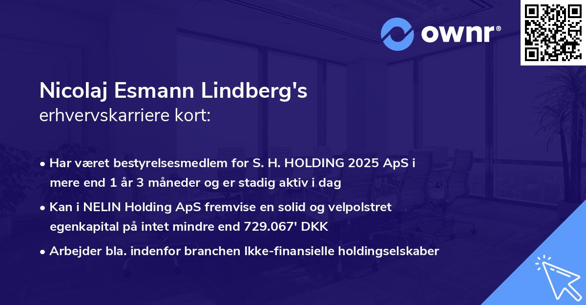 Nicolaj Esmann Lindberg's erhvervskarriere kort