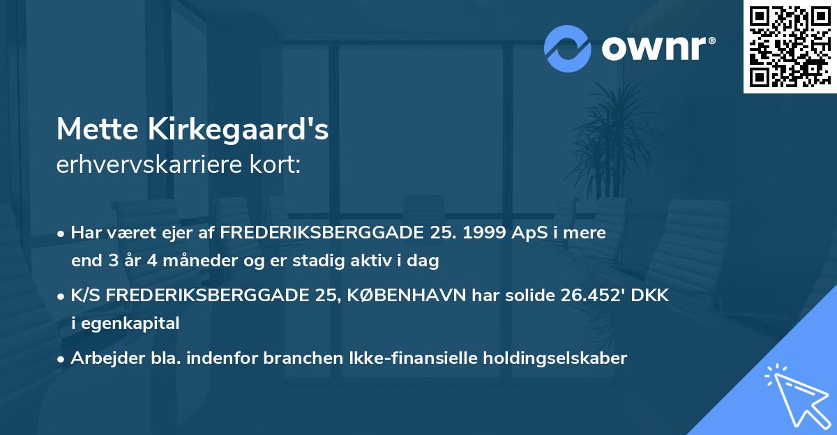 Mette Kirkegaard's erhvervskarriere kort