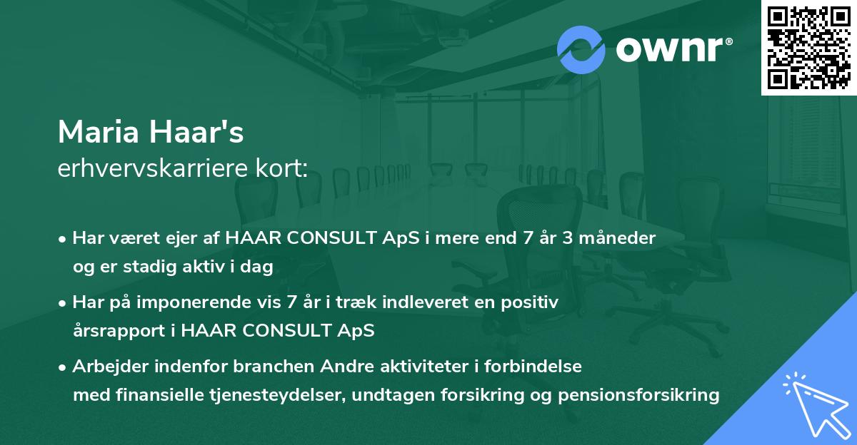 Maria Haar's erhvervskarriere kort