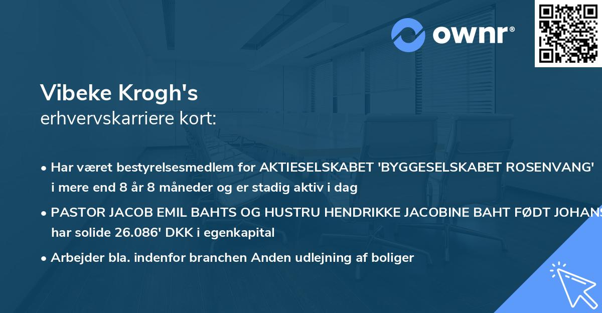 Vibeke Krogh's erhvervskarriere kort