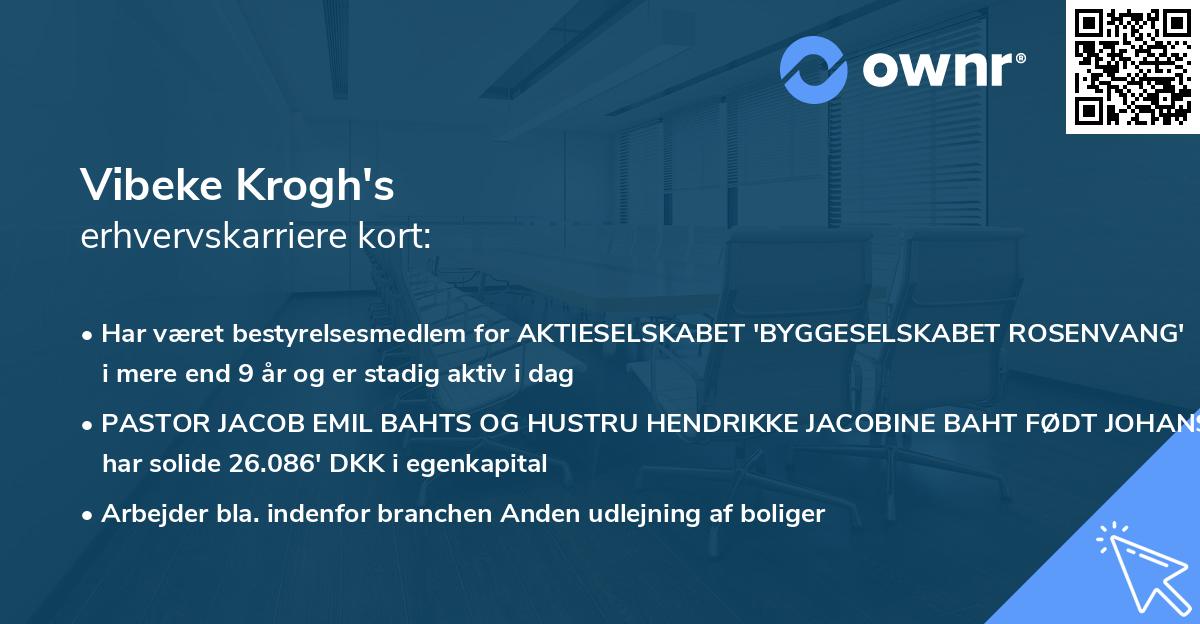 Vibeke Krogh's erhvervskarriere kort