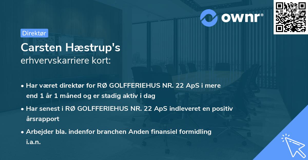 Carsten Hæstrup's erhvervskarriere kort