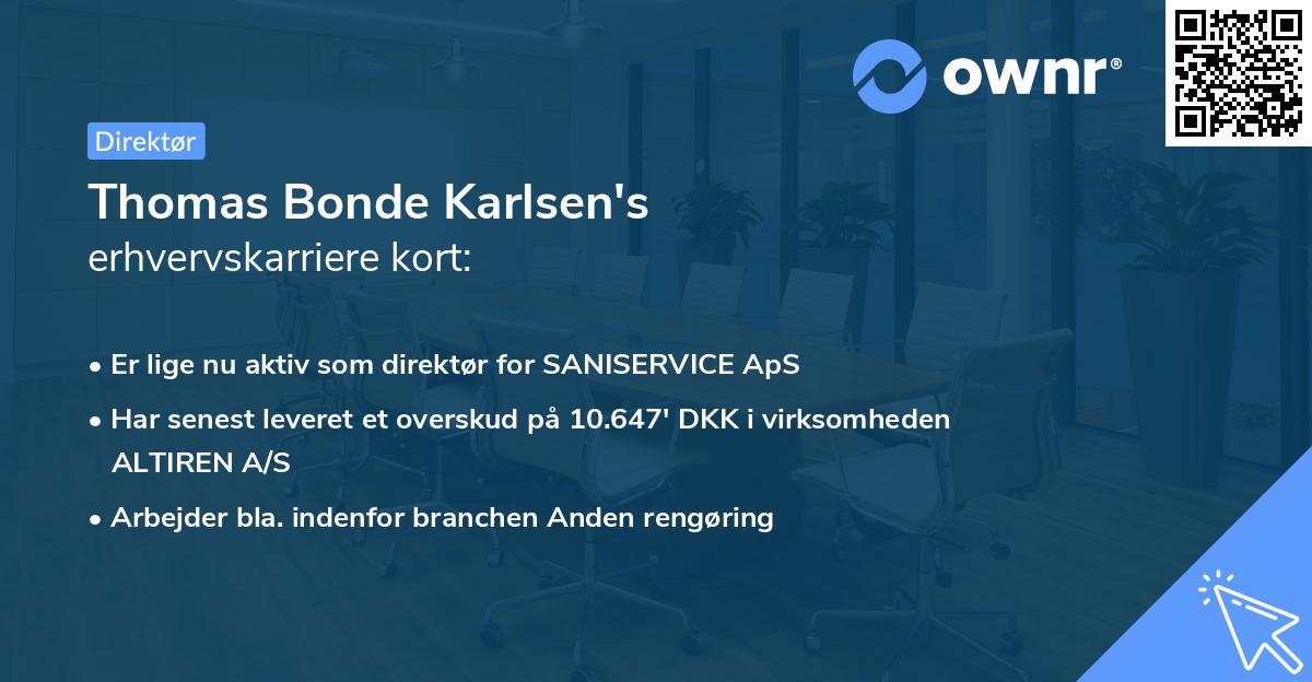 Thomas Bonde Karlsen's erhvervskarriere kort