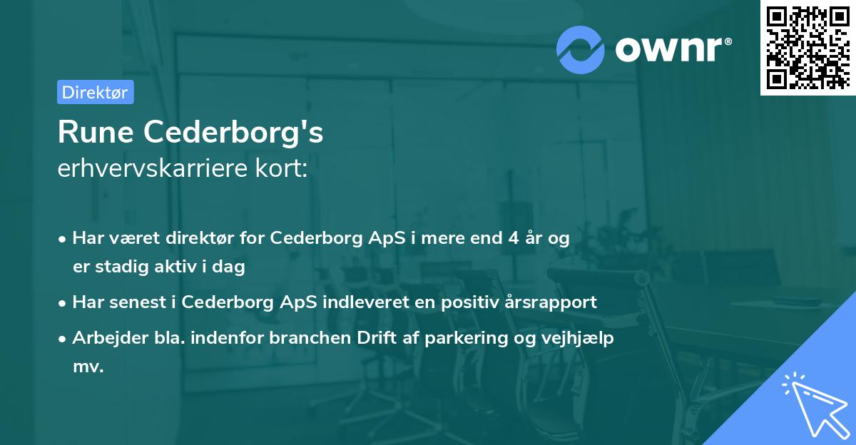 Rune Cederborg's erhvervskarriere kort