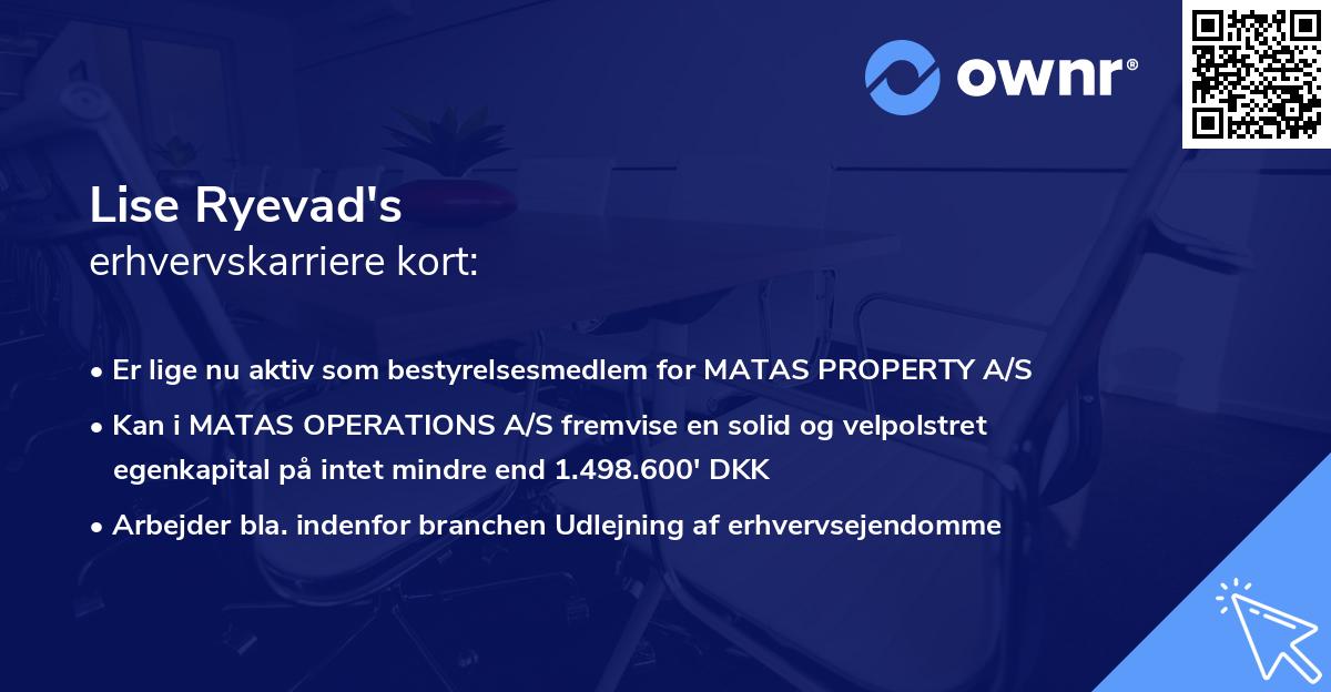 Lise Ryevad's erhvervskarriere kort