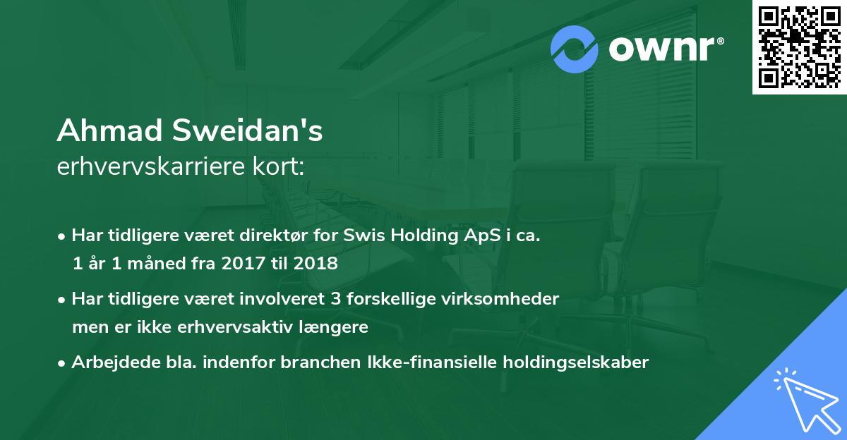 Ahmad Sweidan's erhvervskarriere kort