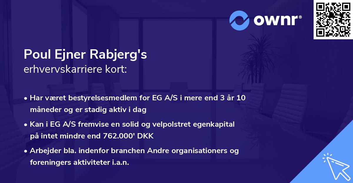 Poul Ejner Rabjerg's erhvervskarriere kort