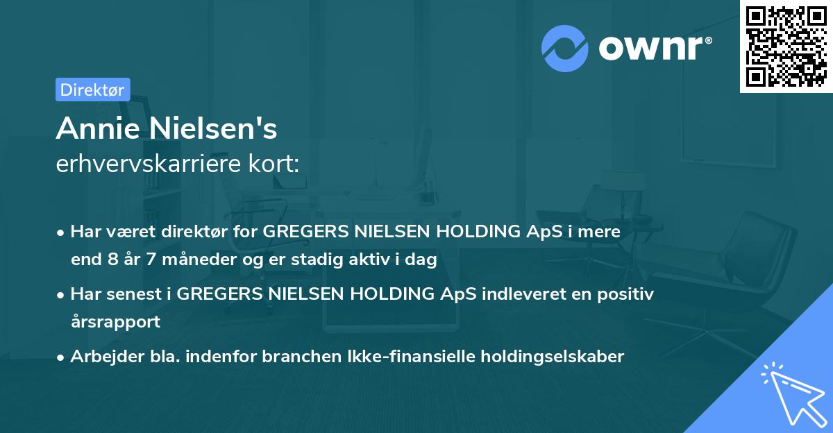 Annie Nielsen's erhvervskarriere kort