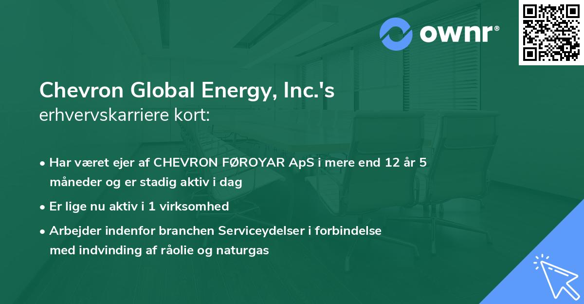 Chevron Global Energy, Inc.'s erhvervskarriere kort