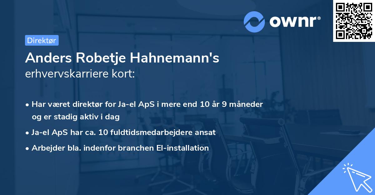 Anders Robetje Hahnemann's erhvervskarriere kort