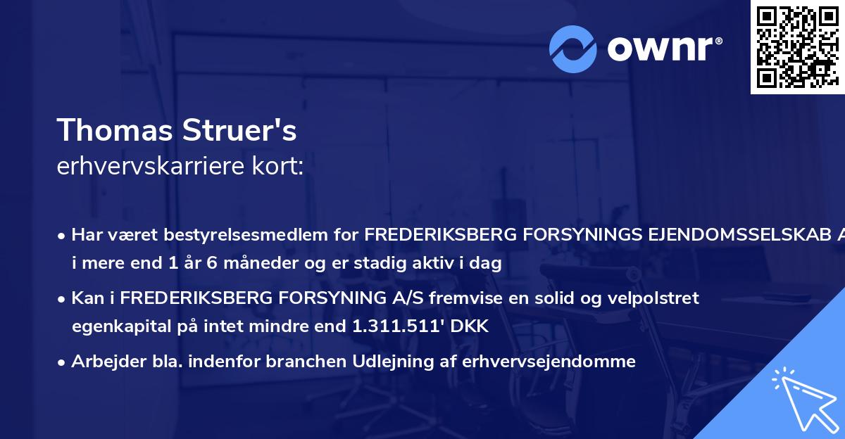 Thomas Struer's erhvervskarriere kort