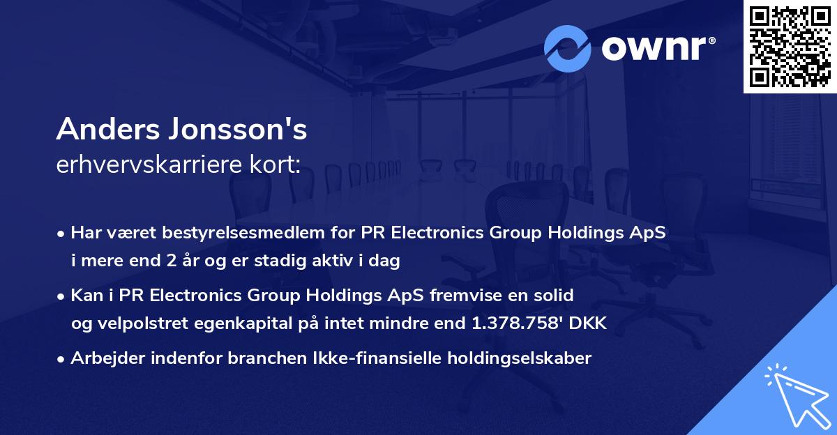 Anders Jonsson's erhvervskarriere kort