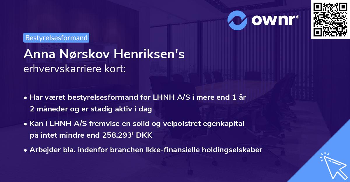 Anna Nørskov Henriksen's erhvervskarriere kort