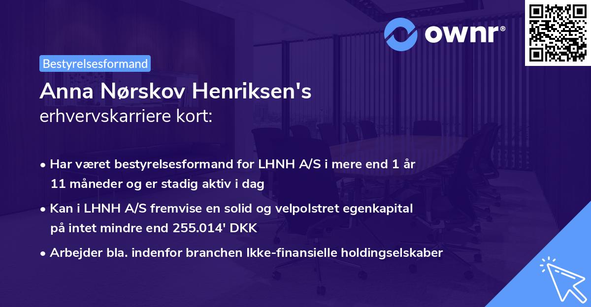 Anna Nørskov Henriksen's erhvervskarriere kort