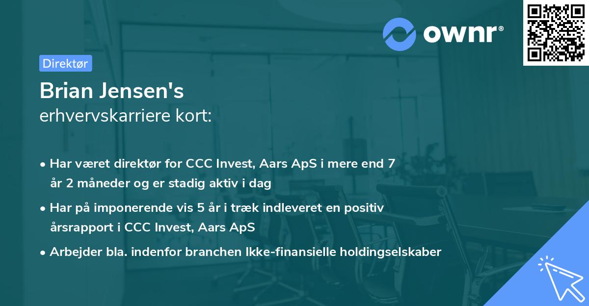 Brian Jensen's erhvervskarriere kort