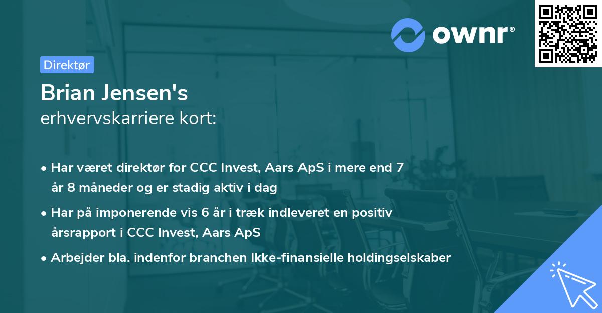 Brian Jensen's erhvervskarriere kort