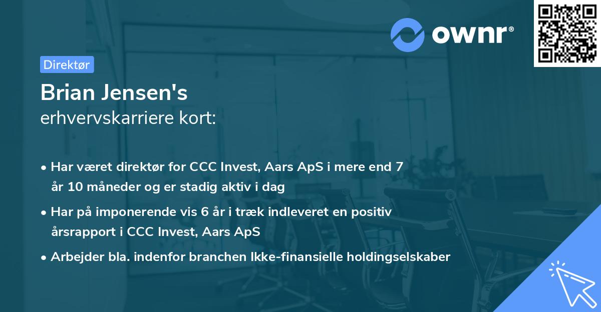Brian Jensen's erhvervskarriere kort