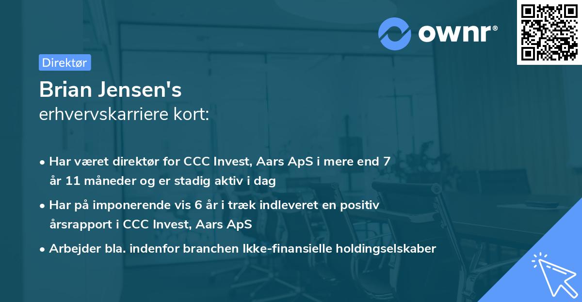 Brian Jensen's erhvervskarriere kort
