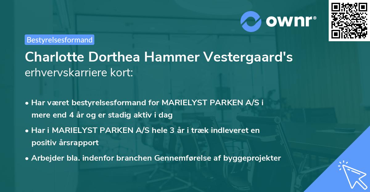 Charlotte Dorthea Hammer Vestergaard's erhvervskarriere kort