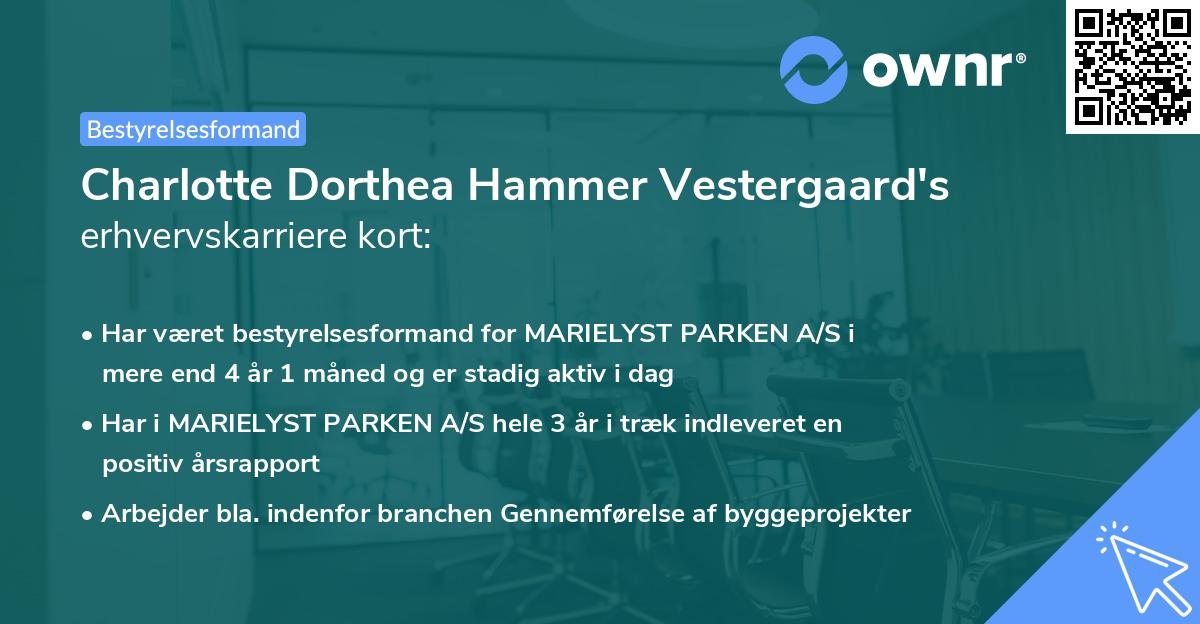 Charlotte Dorthea Hammer Vestergaard's erhvervskarriere kort