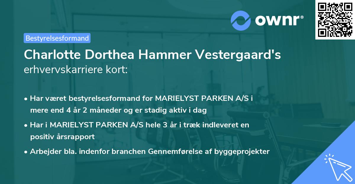 Charlotte Dorthea Hammer Vestergaard's erhvervskarriere kort