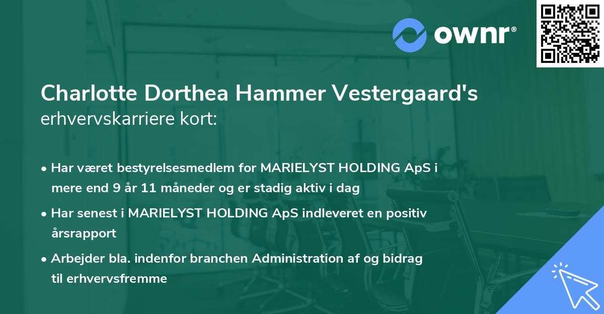 Charlotte Dorthea Hammer Vestergaard's erhvervskarriere kort