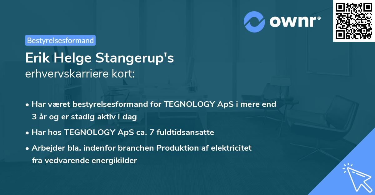 Erik Helge Stangerup's erhvervskarriere kort