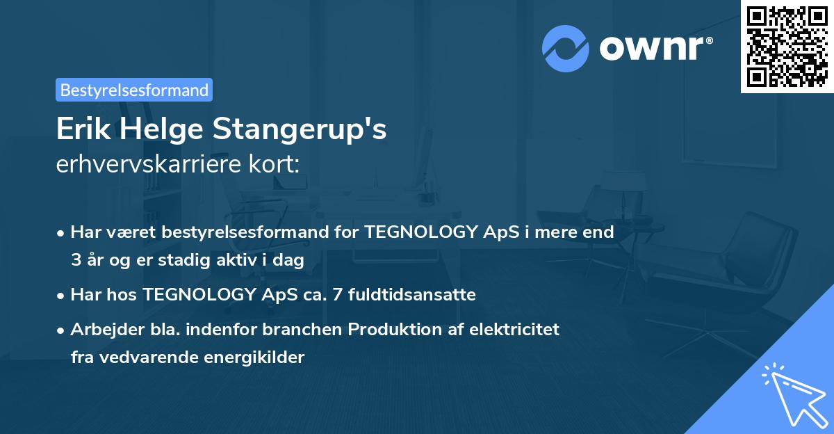 Erik Helge Stangerup's erhvervskarriere kort