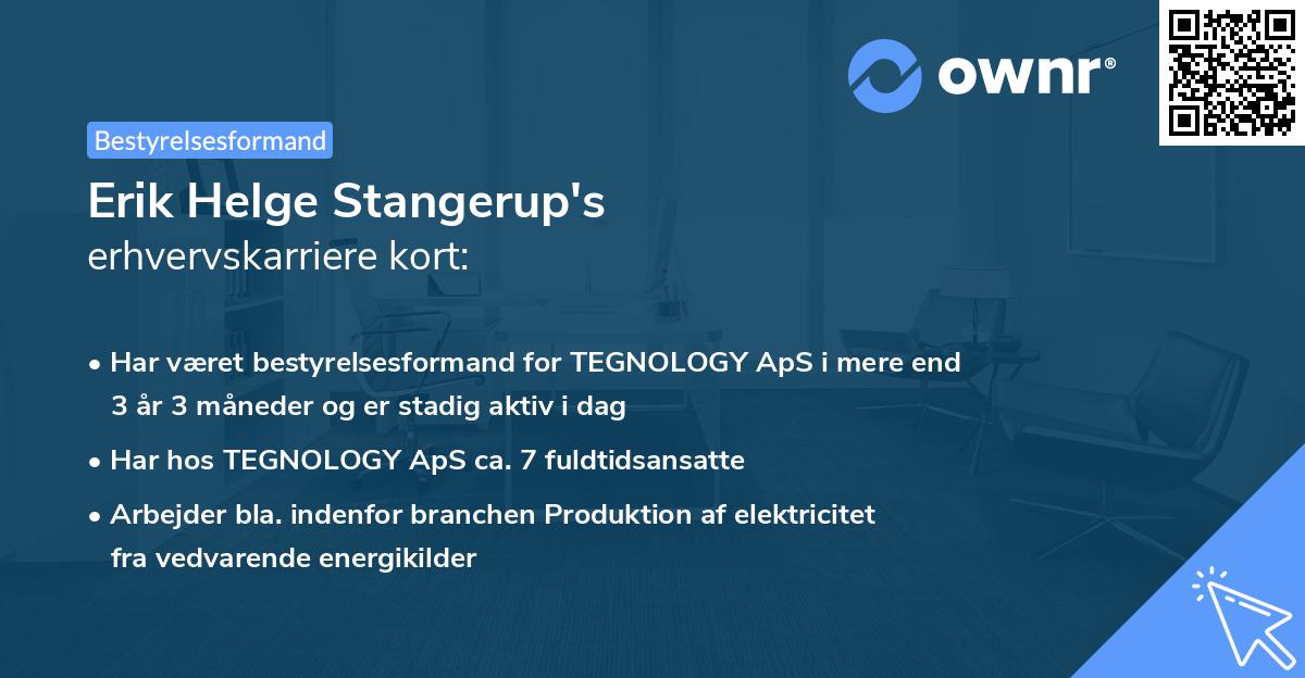 Erik Helge Stangerup's erhvervskarriere kort