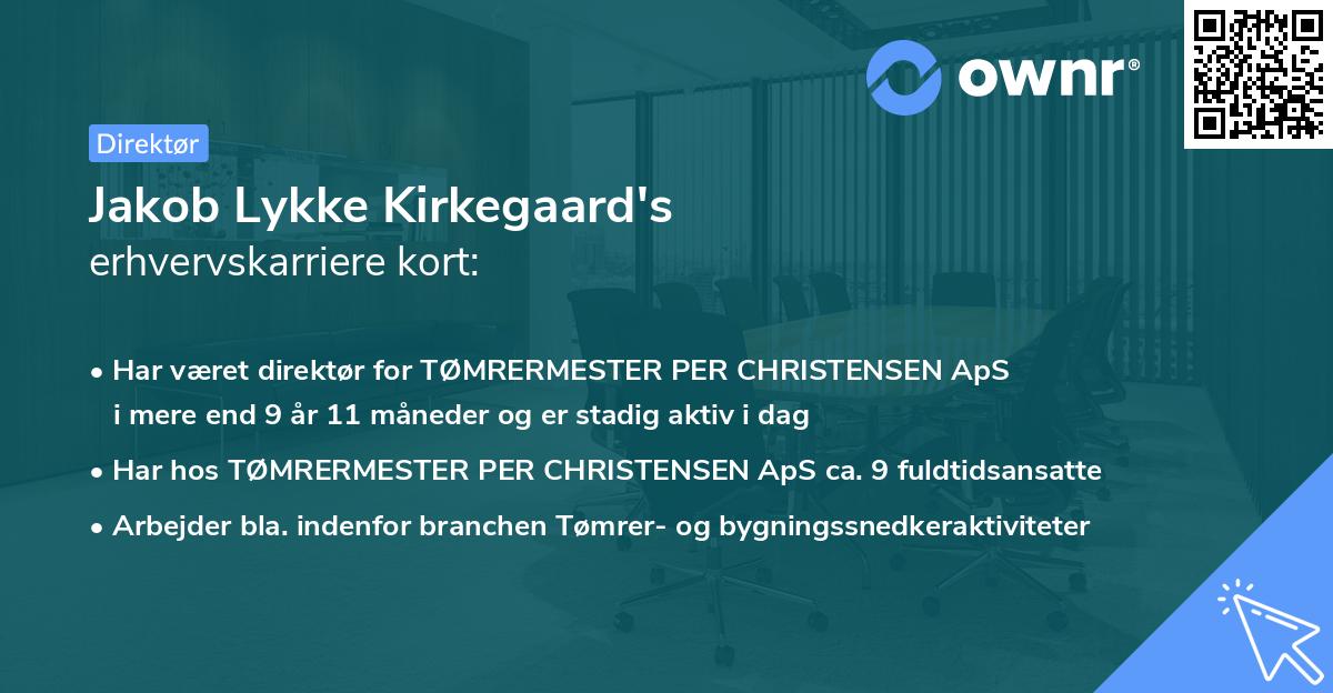 Jakob Lykke Kirkegaard's erhvervskarriere kort