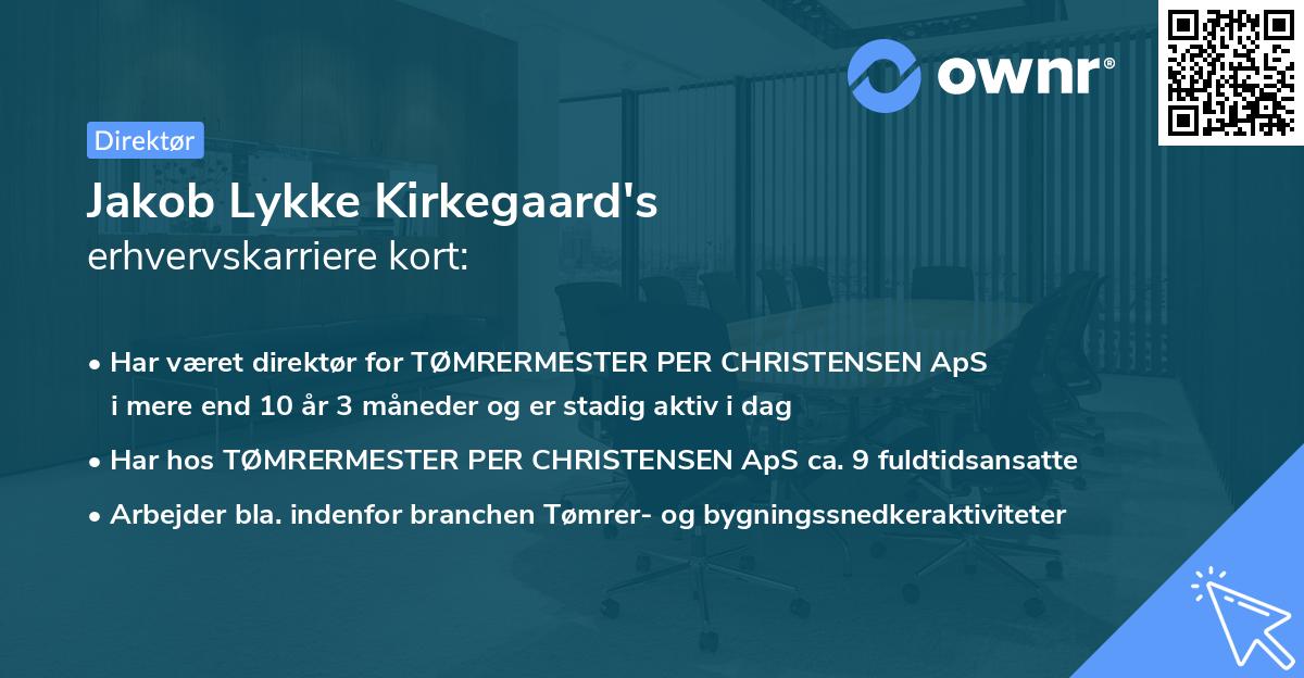 Jakob Lykke Kirkegaard's erhvervskarriere kort