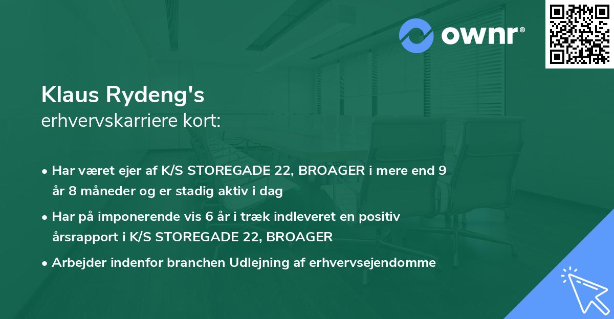 Klaus Rydeng's erhvervskarriere kort
