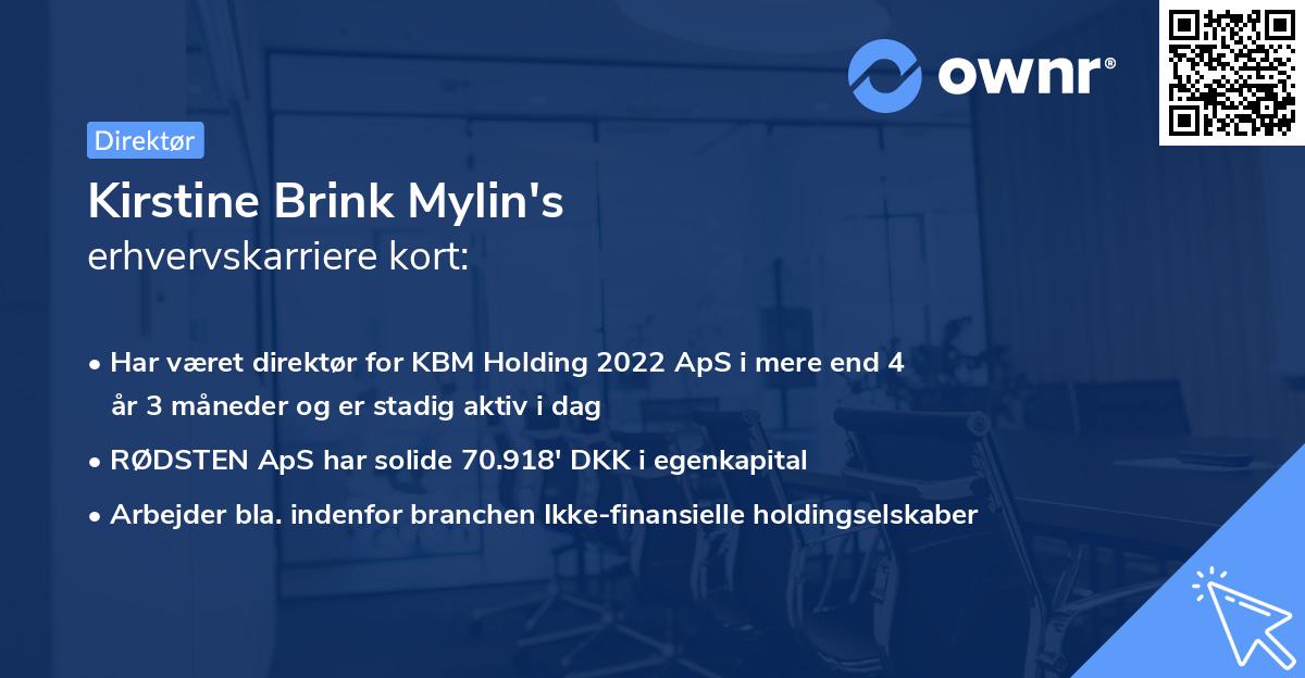 Kirstine Brink Mylin's erhvervskarriere kort